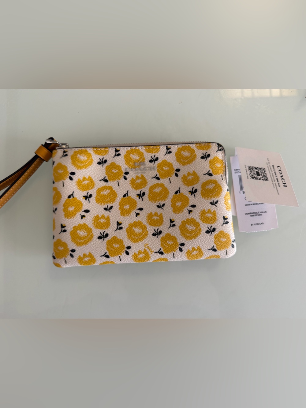 Coach Yellow Floral Wristlet